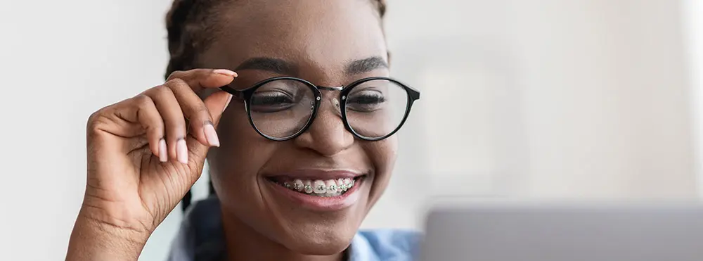 adult woman with braces