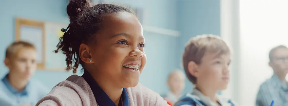 Young girl with braces