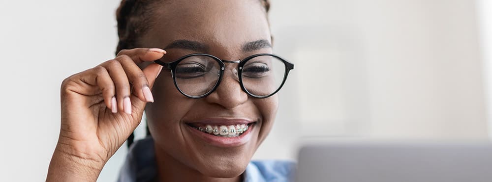 adult woman with braces