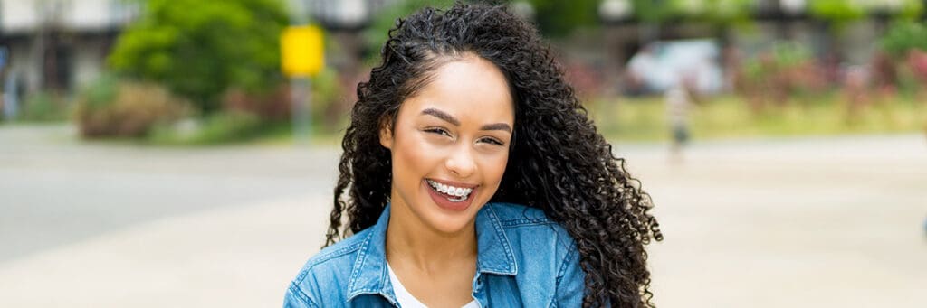 woman with braces smiling