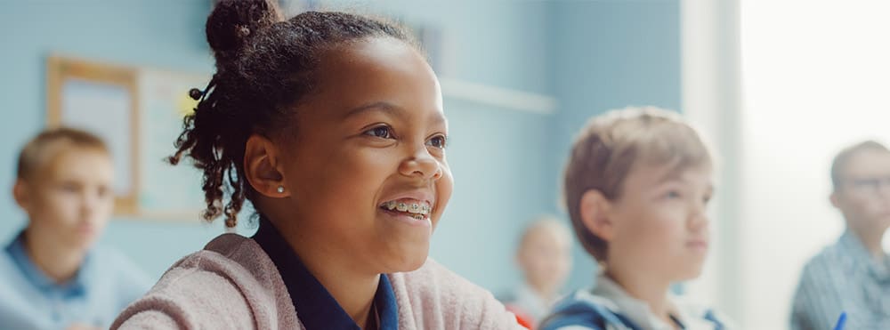 Young girl with braces